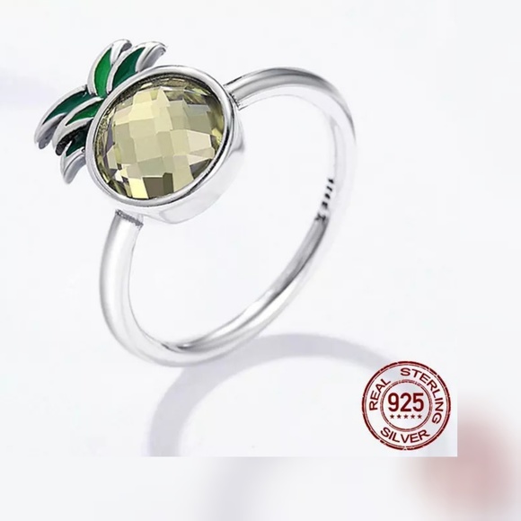 5⭐ rated 💙925  St silver & enamel Pineapple Ring - Picture 2 of 7